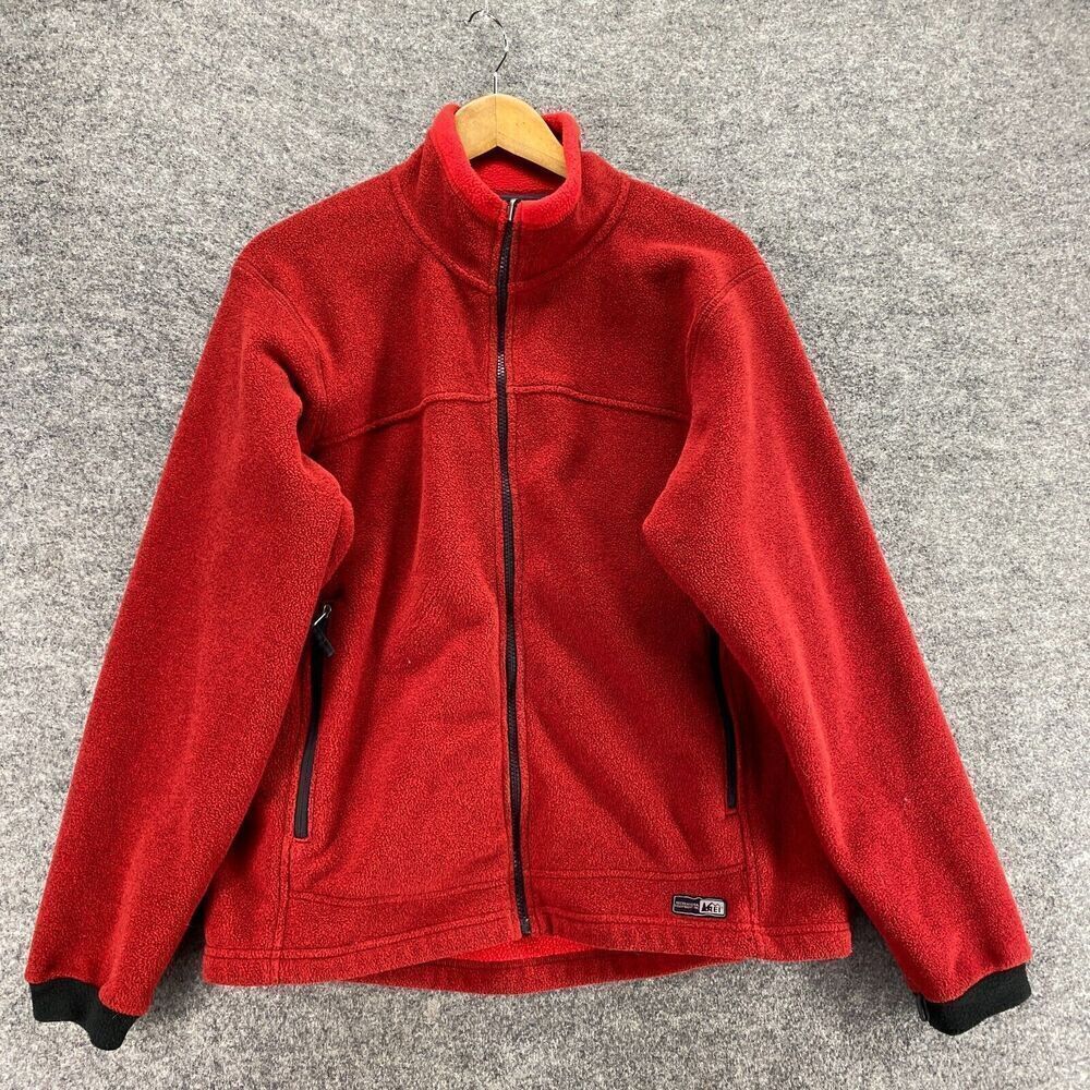 Rei Jacket Women XL Red Fleece Full Zip Long Sleeve High Neck Zipped Pockets